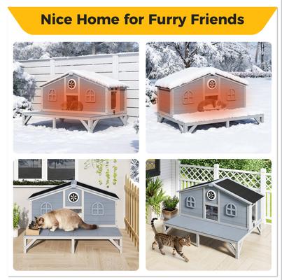 Show full view: Coziwow Wooden Outdoor Cat House, Grey slide 8 of 12
