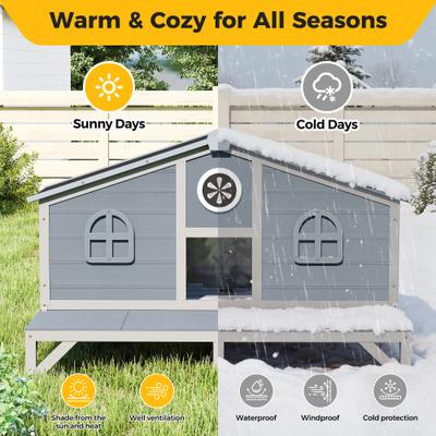 Show full view: Coziwow Wooden Outdoor Cat House, Grey slide 7 of 12