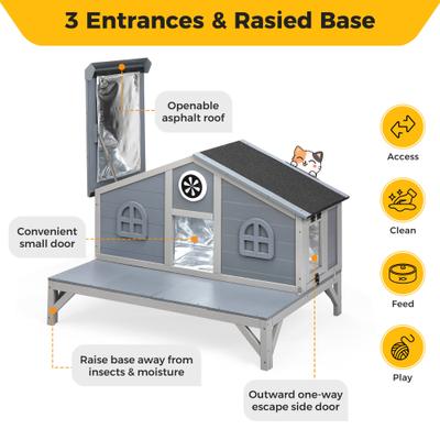 Show full view: Coziwow Wooden Outdoor Cat House, Grey slide 9 of 12
