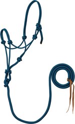 Weaver Equine Rope Horse Halter with Attached Lead, Average: 5/16-in, Blue/Black