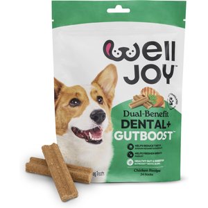 WellJoy Dental + GutBoost Chicken Flavored Soft Chew Dog Treats, 8.5-oz pouch, 24 count