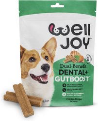 WellJoy Dental + GutBoost Chicken Flavored Soft Chew Dog Treats, 8.5-oz pouch, 24 count