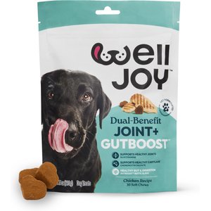WellJoy Joint + GutBoost Chicken Flavored Soft Chew Dog Treats, 7.4-oz pouch, 30 count
