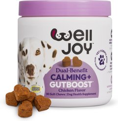 WellJoy Calming + GutBoost Chicken Flavored Soft Chew Supplement for Dogs, 11.1-oz jar, 90 count