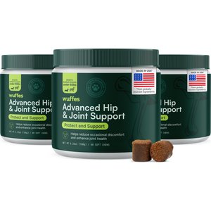 Wuffes Advanced Hip & Joint Flavor Test Chews with Glucosamine & Chondroitin Pork Liver Flavored Soft Chews for Small & Medium Dogs, 180 count