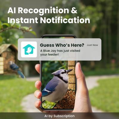 Show full view: Birdfy Metal V Camera Bird Feeder Squirrel-Proof Suet Holder Slow Motion with AI Subscription, Brown, 1.5-L slide 2 of 10