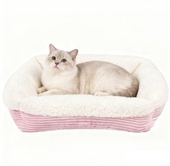 Niubya Indoor Furniture Style Sofa Dog & Cat Bed with Slip Resistant Bottom, Pink