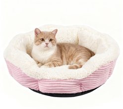 Niubya Round Indoor Furniture Style Sofa Dog & Cat Bed with Slip-Resistant Bottom, Pink
