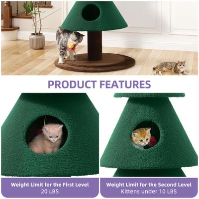 Show full view: Wooflex House Party Decoration Christmas 60-in Fleece Cat Tree Tower & 2 Condos, Green, Large slide 3 of 9