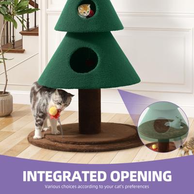 Show full view: Wooflex House Party Decoration Christmas 60-in Fleece Cat Tree Tower & 2 Condos, Green, Large slide 4 of 9