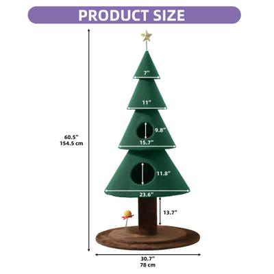 Show full view: Wooflex House Party Decoration Christmas 60-in Fleece Cat Tree Tower & 2 Condos, Green, Large slide 2 of 9