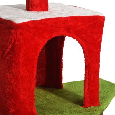 Show full view: Wooflex Christmas Decor 54-in Fleece Cat Tree Tower & Condo with Top Perches Hammock & Scratching Posts, Red slide 8 of 9