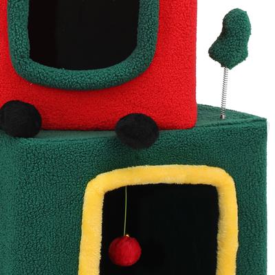 Show full view: Wooflex Christmas Play Activity Center with Plush Ball 60-in Fleece Cat Tree & Condo with House, Green slide 8 of 8