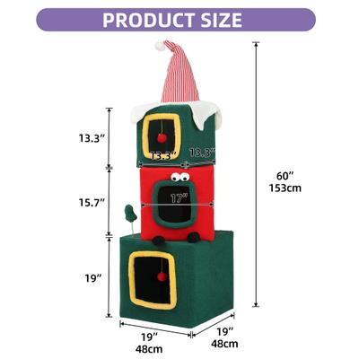 Show full view: Wooflex Christmas Play Activity Center with Plush Ball 60-in Fleece Cat Tree & Condo with House, Green slide 2 of 8