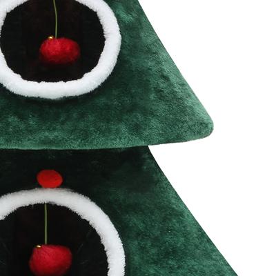 Show full view: Wooflex 2-Tier Festive Cute Christmas 52-in Fleece Cat Tree Tower & Condo with Teaser Toy, Green slide 7 of 9