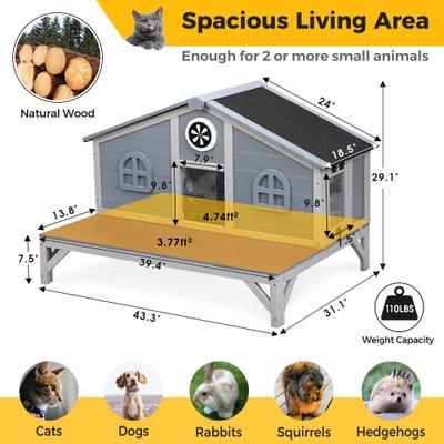 Show full view: Coziwow Wooden Outdoor Cat House, Grey slide 3 of 12