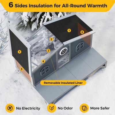 Show full view: Coziwow Wooden Outdoor Cat House, Grey slide 4 of 12