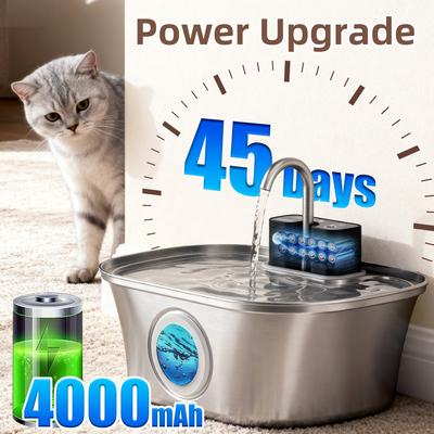 Show full view: Casfuy PWL-300 Wireless Smart Quiet Stainless Steel Cat Water Fountain, 108-oz slide 5 of 8