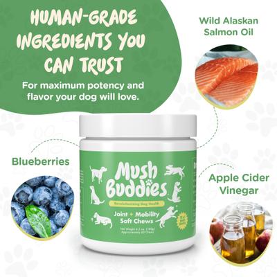 Show full view: Mush Buddies Hip & Joint Soft Chew Supplement for Dogs, 60 count slide 4 of 10