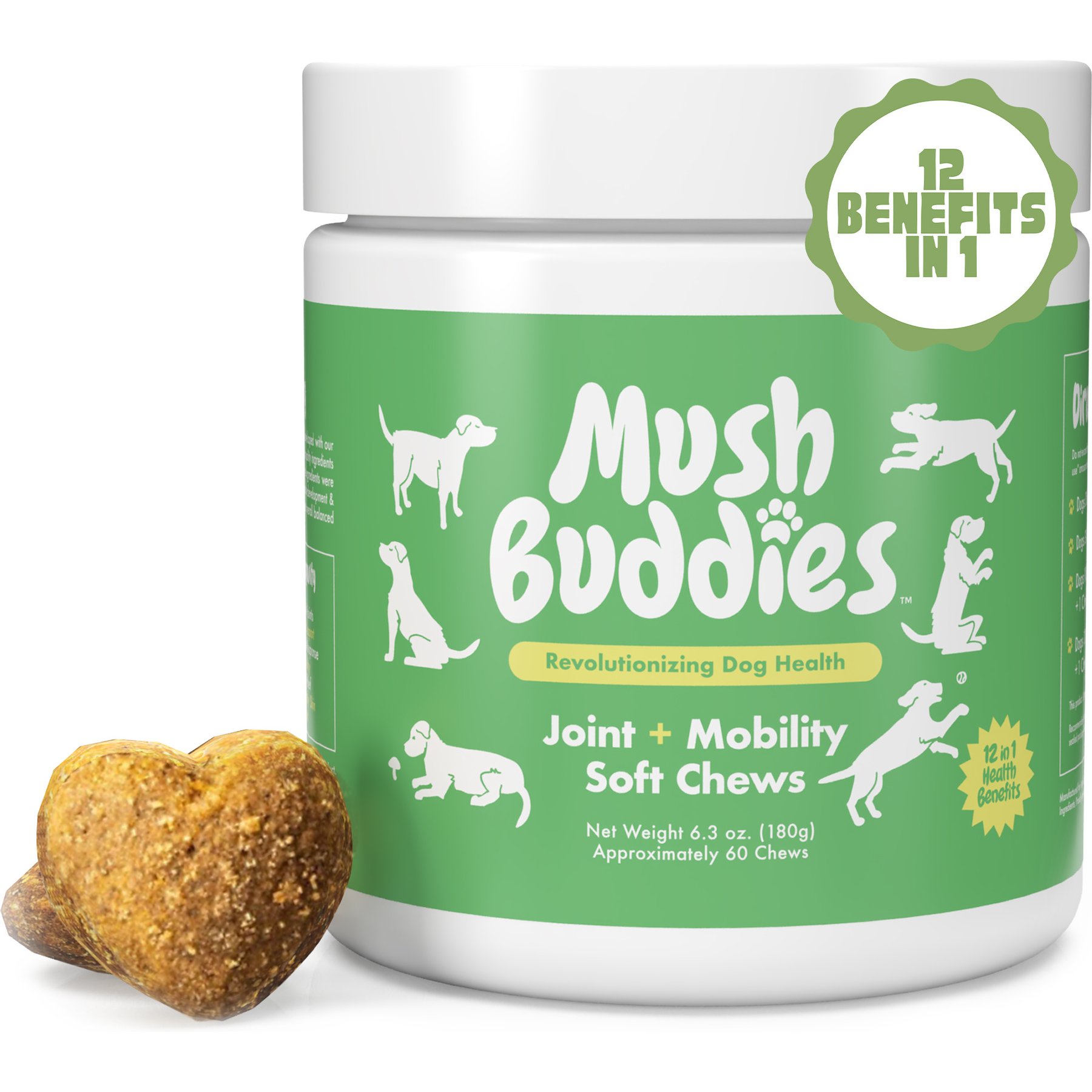 Mush Buddies Hip & Joint Soft Chew Supplement for Dogs, 60 count