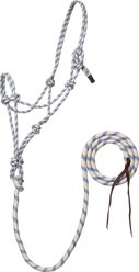 Weaver Equine Rope Horse Halter with Attached Lead, Average: 5/16-in, Ivory/Blue