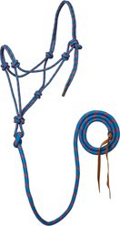 Weaver Equine Rope Horse Halter with Attached Lead, Average: 5/16-in, Turquoise/Red