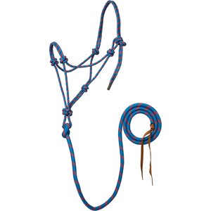 Weaver Equine Rope Horse Halter with Attached Lead, Average: 5/16-in, Turquoise/Red