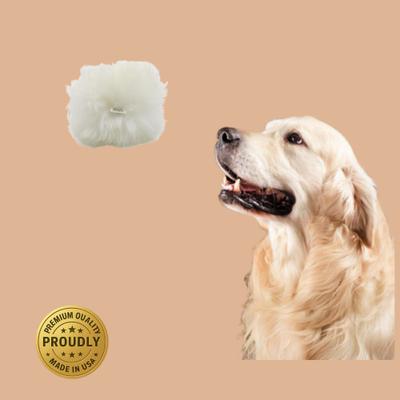 Show full view: EYS Furbul Sustainable Handmade Long Wool Sheepskin Snuggle Ball Plush Dog Toy, Ivory slide 3 of 8