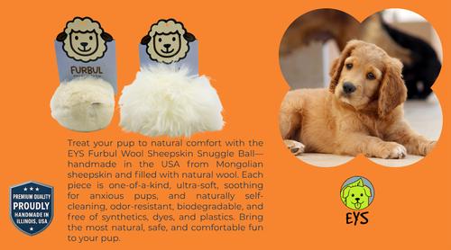 Show full view: EYS Furbul Sustainable Handmade Long Wool Sheepskin Snuggle Ball Plush Dog Toy, Ivory slide 7 of 8