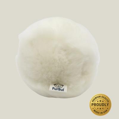 Show full view: EYS Furbul Sustainable Handmade Short Wool Sheepskin Snuggle Ball Plush Dog Toy, Ivory slide 2 of 6