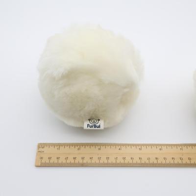 Show full view: EYS Furbul Sustainable Handmade Short Wool Sheepskin Snuggle Ball Plush Dog Toy, Ivory slide 3 of 6