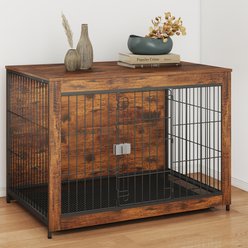Rupzen Decorative Side Table Indoor Dog Crate, Brown, 32 Inch