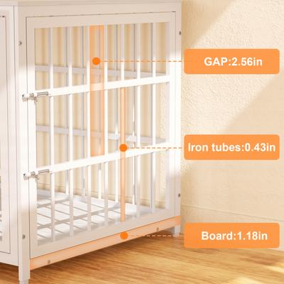 Show full view: Xbrigh Heavy Duty Indoor Wooden Furniture Style End Table Dog Crate with Multiple Secure Locks, White, Large: 42 inch slide 6 of 11