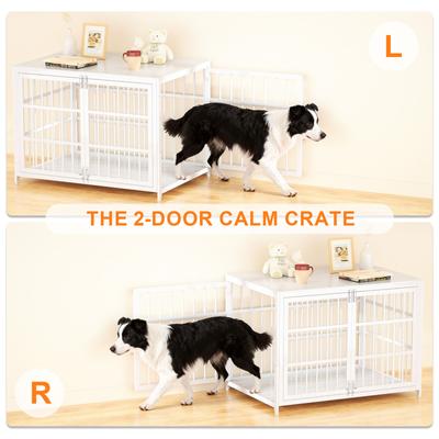 Show full view: Xbrigh Heavy Duty Indoor Wooden Furniture Style End Table Dog Crate with Multiple Secure Locks, White, Large: 42 inch slide 3 of 11