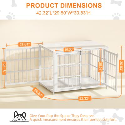 Show full view: Xbrigh Heavy Duty Indoor Wooden Furniture Style End Table Dog Crate with Multiple Secure Locks, White, Large: 42 inch slide 5 of 11