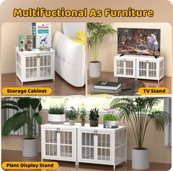 Xbrigh Heavy Duty Indoor Wooden Furniture Style End Table Dog Crate with Multiple Secure Locks, White, X-Small: 26 inch slide 2 of 7