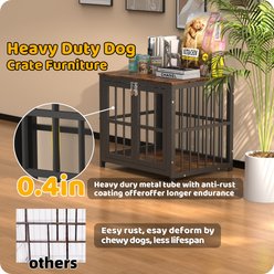 Xbrigh Double-Door Furniture Style Side Table Dog Crate, Brown, X-Small: 26 inch slide 2 of 7
