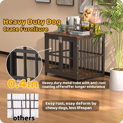 Show full view: Xbrigh Heavy Duty Indoor Wooden Furniture Style End Table Dog Crate with Multiple Secure Locks, Aged Black, X-Small: 26 inch slide 2 of 9