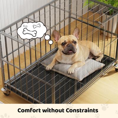 Show full view: Xbrigh Indoor Heavy Duty Steel Escape Proof Double Door Dog Crate with Removable Tray & Wheels, Black, 38 inch slide 6 of 9