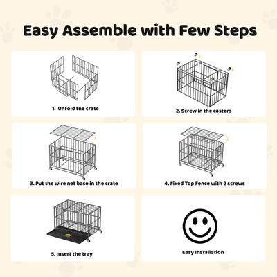 Show full view: Xbrigh Indoor Heavy Duty Steel Escape Proof Double Door Dog Crate with Removable Tray & Wheels, Black, 38 inch slide 7 of 9