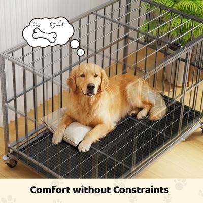 Show full view: Xbrigh Indoor Heavy Duty Steel Escape Proof Double Door Dog Crate with Removable Tray & Wheels, Black, 48 inch slide 7 of 10