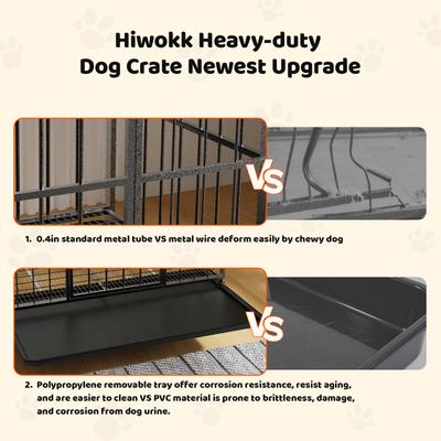 Show full view: Xbrigh Indoor Heavy Duty Steel Escape Proof Double Door Dog Crate with Removable Tray & Wheels, Black, 38 inch slide 3 of 9