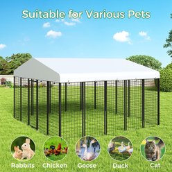 Xbrigh Heavy Duty Outdoor Anti-Rust Galvanized Welded Wire Steel Dog Kennel with Waterproof Roof Cover & Secure Lock, Silver, Large slide 2 of 8
