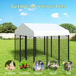 Xbrigh Heavy Duty Outdoor Anti-Rust Galvanized Welded Wire Steel Dog Kennel with Waterproof Roof Cover & Secure Lock, Silver, Medium slide 2 of 8