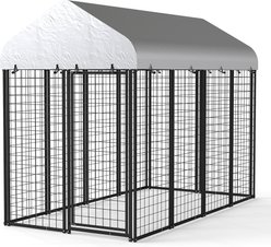 Xbrigh Heavy Duty Outdoor Anti-Rust Galvanized Welded Wire Steel Dog Kennel with Waterproof Roof Cover & Secure Lock, Silver, Small