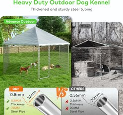 Xbrigh Heavy Duty Outdoor Galvanized Enclosure Dog Kennel with Waterproof Cover & Security Lock, Silver, Large slide 2 of 9