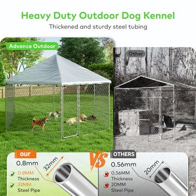 Show full view: Xbrigh Heavy Duty Outdoor Galvanized Enclosure Dog Kennel with Waterproof Cover & Security Lock, Silver, Large slide 3 of 10