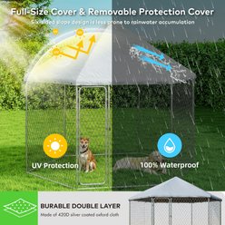 Xbrigh Heavy Duty Outdoor Galvanized Enclosure Dog Kennel with Waterproof Cover & Security Lock, Silver, Small slide 2 of 9