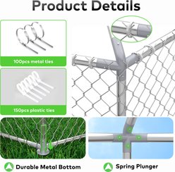 Xbrigh Heavy Duty Outdoor Galvanized Enclosure Dog Kennel with Waterproof Cover & Security Lock, Silver, Medium slide 2 of 9