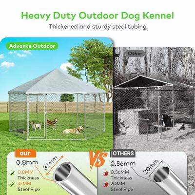 Show full view: Xbrigh Heavy Duty Outdoor Galvanized Enclosure Dog Kennel with Waterproof Cover & Security Lock, Silver, Medium slide 3 of 10